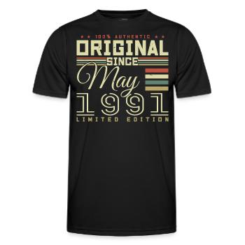 Cadeau Anniversaire Mai 1991, Gift May 1991 - T-shirt sport Homme - noir - Devant - AI Model Male 178 dark (178cm)