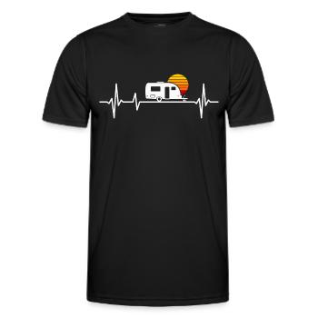 Wohnwagen Herzschlag Camper Camping Urlaub - Männer Funktions-T-Shirt - Schwarz - Vorne - AI Model Male 178 dark (178cm)