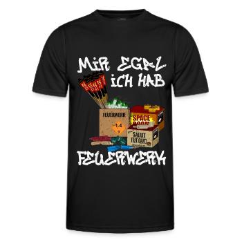 Mir egal ich hab Feuerwerk - Männer Funktions-T-Shirt - Schwarz - Vorne - AI Model Male 178 dark (178cm)
