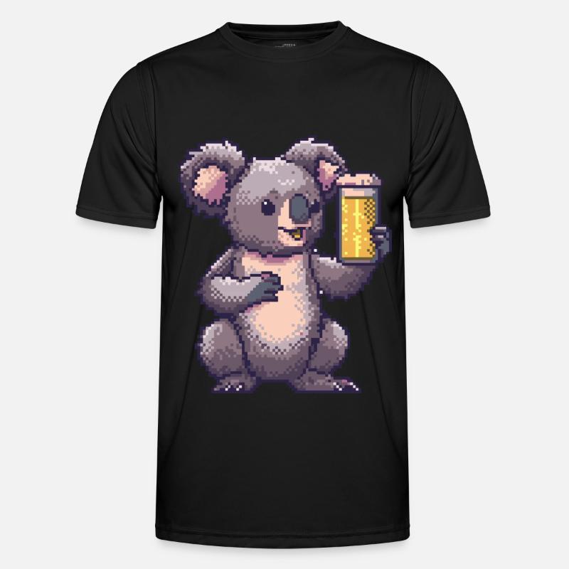 Koala Pixel Bier - Männer Funktions-T-Shirt - Schwarz