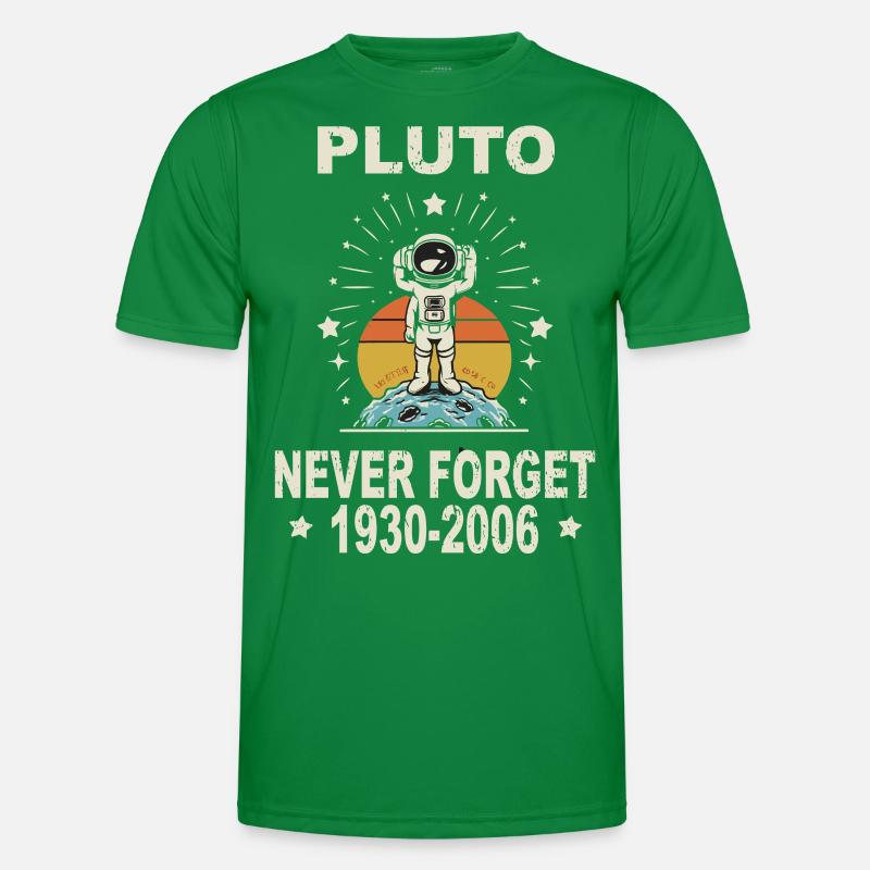 Pluto Never Forget Retro Funny Nerdy Science Men's Functional T-Shirt
