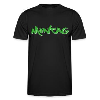 Monday, available every weekday, nettsfetz.de - Men's Functional T-Shirt - black - Front - AI Model Male 178 dark (178cm)