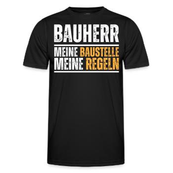 Bauherr. Meine Baustelle. Meine Regeln. Bau-Spruch - Männer Funktions-T-Shirt - Schwarz - Vorne - AI Model Male 178 dark (178cm)