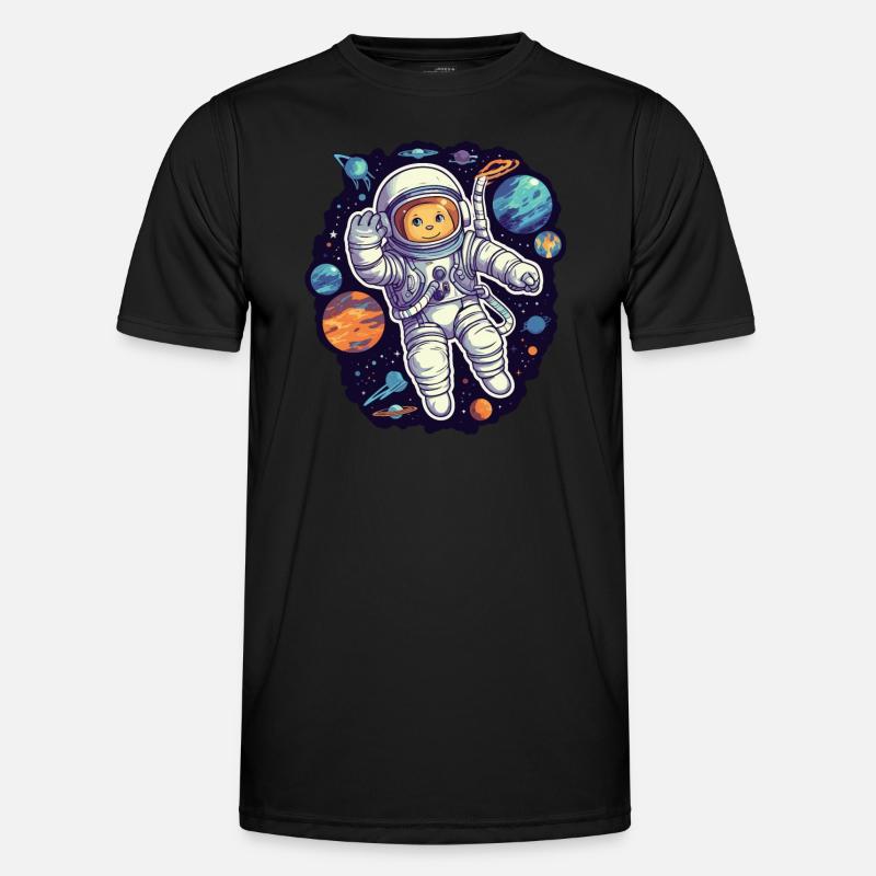 Cat Space Astronaut - Men's Functional T-Shirt - black