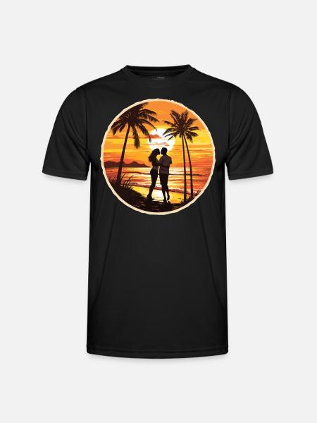 Beach, Island, Sea, Sunset - Men's Functional T-Shirt - black
