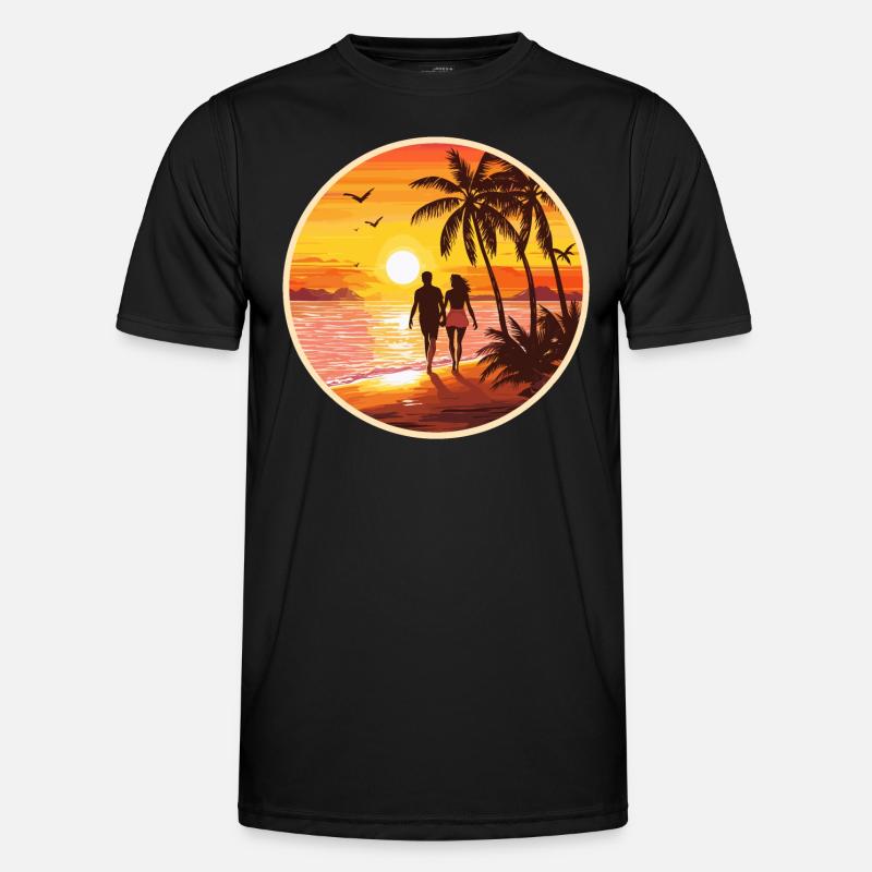 Sunset Beach Romantic Couple - Men's Functional T-Shirt - black