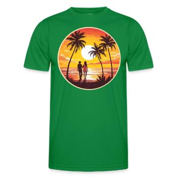 Sunset Beach Romantic Couple - Men's Functional T-Shirt - kelly green - Front - AI Model Male 178 dark (178cm)