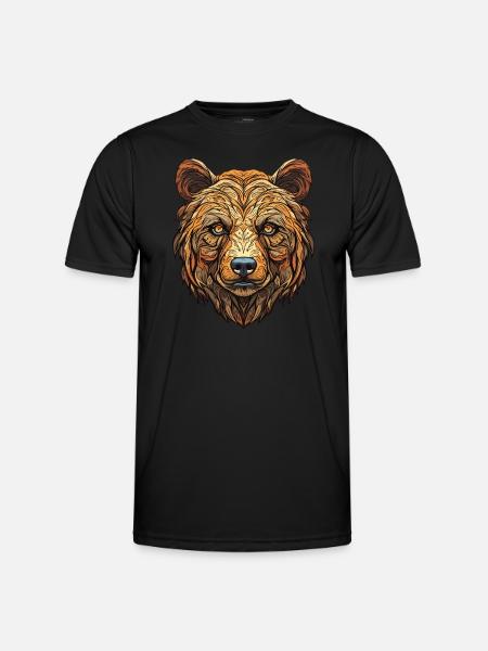 Grizzly Bear Face - Wilderness Emblem - Men's Functional T-Shirt - black