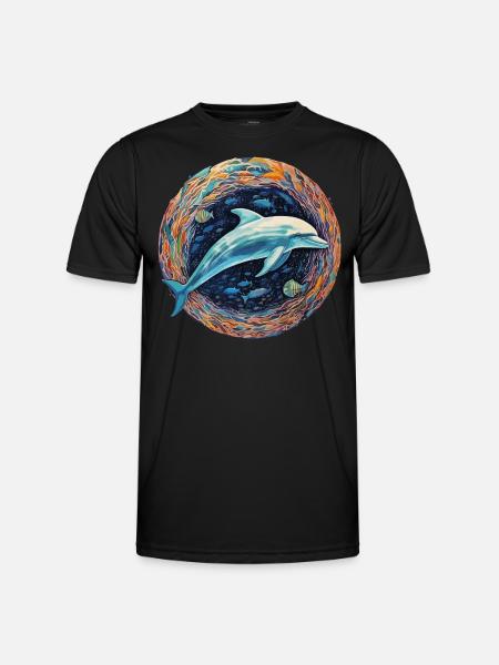Delphin -Himmels -Leuchttiefe - Männer Funktions-T-Shirt - Schwarz
