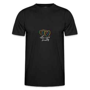 Liebe ist alles. Verschlungene bunte große Herzen - Männer Funktions-T-Shirt - Schwarz - Vorne - AI Model Male 178 dark (178cm)