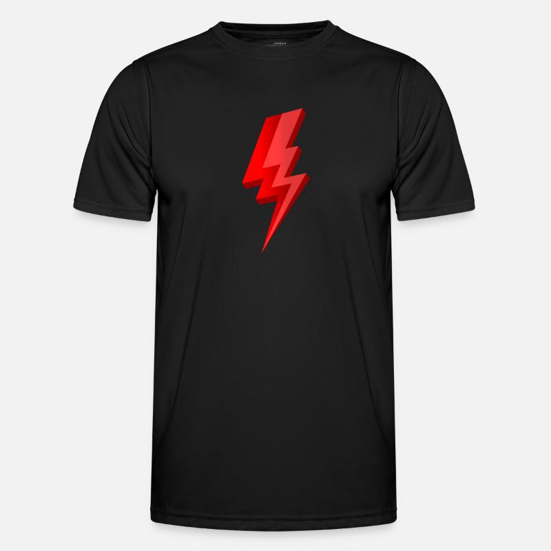 3D red lightning with glossy effect - Men's Functional T-Shirt - black