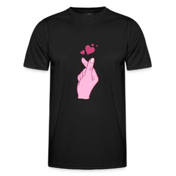 Finger Heart Korean Pop Music Hand Symbol - Männer Funktions-T-Shirt - Schwarz - Vorne - AI Model Male 178 dark (178cm)
