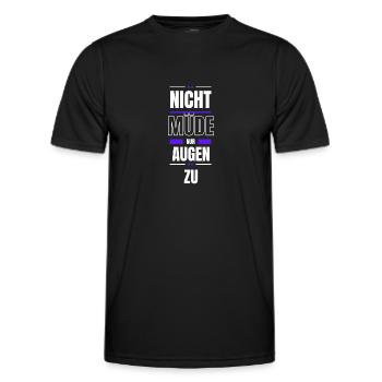 Nicht müde - nur Augen zu - Männer Funktions-T-Shirt - Schwarz - Vorne - AI Model Male 178 dark (178cm)
