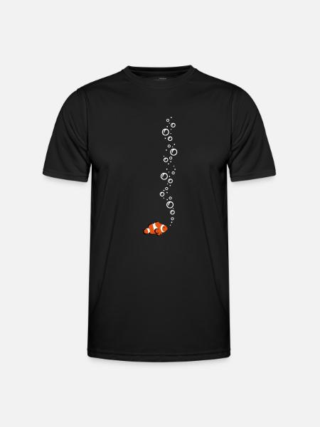 Clownfisch mit Blubbeln - Männer Funktions-T-Shirt - Schwarz