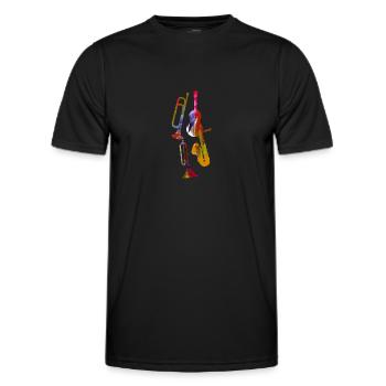 Jazz,Instruments,Trompette,Guitare,Saxophone - T-shirt sport Homme - noir - Devant - AI Model Male 178 dark (178cm)