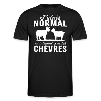 j'étais normal maintenant j'ai des chèvres - T-shirt sport Homme - noir - Devant - AI Model Male 178 dark (178cm)