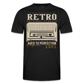 Rétro 1961 Cadeau Anniversaire 1961 Millésime 1961 - T-shirt sport Homme - noir - Devant - AI Model Male 178 dark (178cm)
