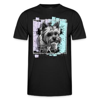 Yorkshire Terrier - Men's Functional T-Shirt - black - Front - AI Model Male 178 dark (178cm)