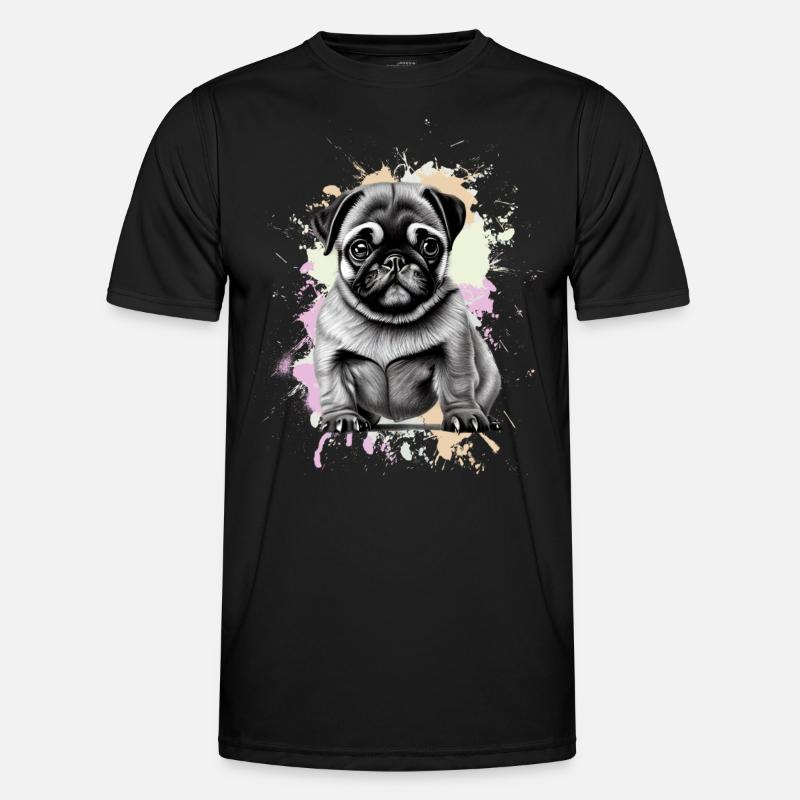Mops Hund - Männer Funktions-T-Shirt - Schwarz