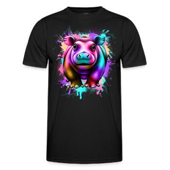 Nilpferd - Männer Funktions-T-Shirt - Schwarz - Vorne - AI Model Male 178 dark (178cm)