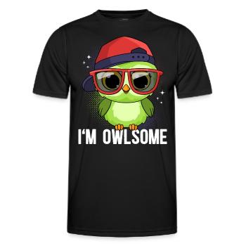Eule Eulen I`m Owlsome - Männer Funktions-T-Shirt - Schwarz - Vorne - AI Model Male 178 dark (178cm)