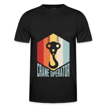 Retro Crane Construction Crane Vintage Crane Driver Crane Operator - Men's Functional T-Shirt - black - Front - AI Model Male 178 dark (178cm)