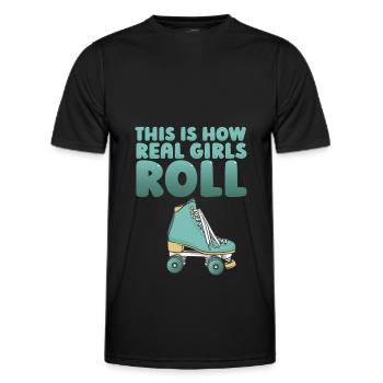 Rollschuhe Laufen Roller Skates - Männer Funktions-T-Shirt - Schwarz - Vorne - AI Model Male 178 dark (178cm)