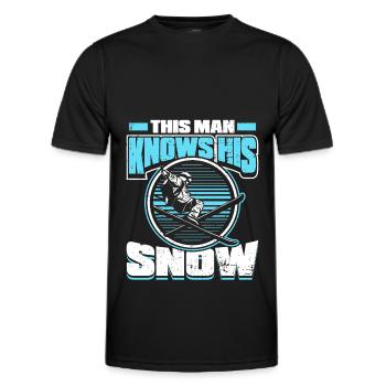 Ski Skiing Skis - Men's Functional T-Shirt - black - Front - AI Model Male 178 dark (178cm)