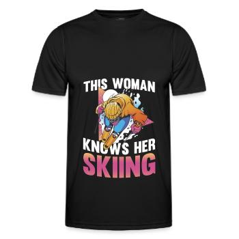 Ski Skiing Skis - Men's Functional T-Shirt - black - Front - AI Model Male 178 dark (178cm)
