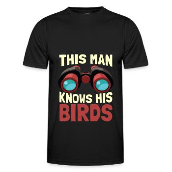 Birdwatchers Bird watching Ornithologist - Men's Functional T-Shirt - black - Front - AI Model Male 178 dark (178cm)
