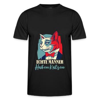 Location de chat Chat Domestique Cat - T-shirt sport Homme - noir - Devant - AI Model Male 178 dark (178cm)