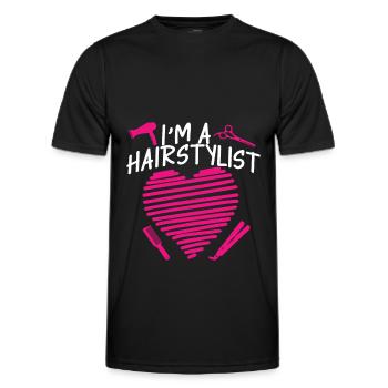 Coiffeur Coiffeur Coiffure Coiffure Coiffure Coiffure - T-shirt sport Homme - noir - Devant - AI Model Male 178 dark (178cm)