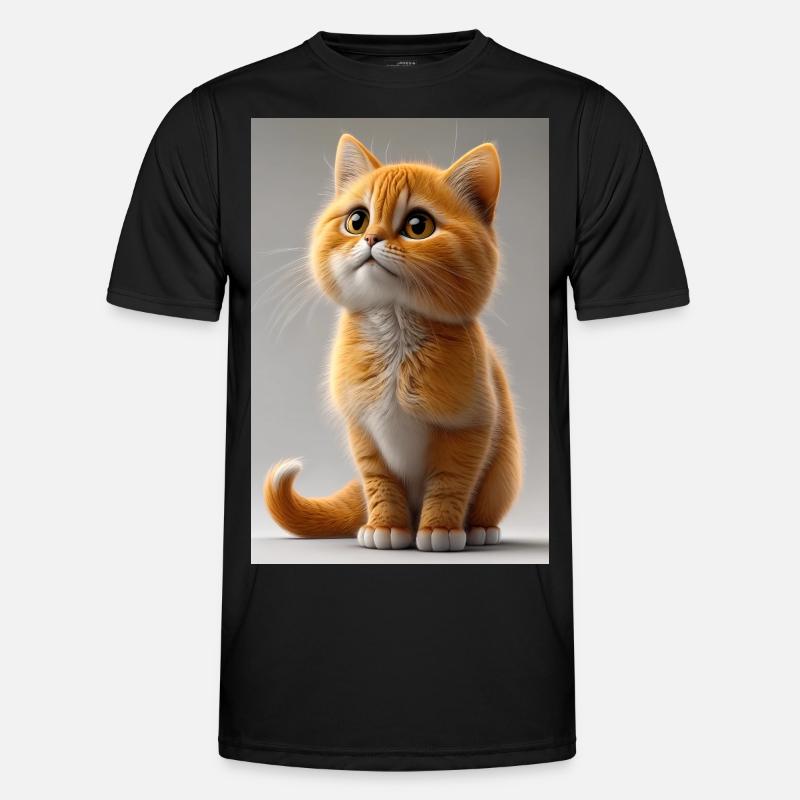Orange Cuddly Tiger Cat - Men's Functional T-Shirt - black