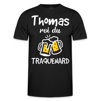Thomas Roi Du Traquenard - Humour De Thomas - T-shirt sport Homme - noir - Devant - AI Model Male 178 dark (178cm)