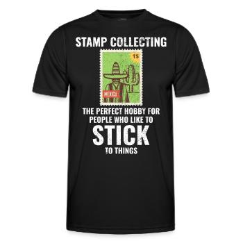 Stamp Collecting Collector Philatelist - Men's Functional T-Shirt - black - Front - AI Model Male 178 dark (178cm)