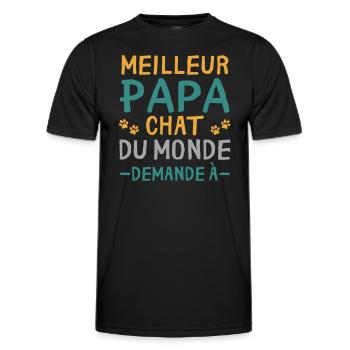 Meilleur Papa Chat Du Monde cadeau Personnalisé - T-shirt sport Homme - noir - Devant - AI Model Male 178 dark (178cm)