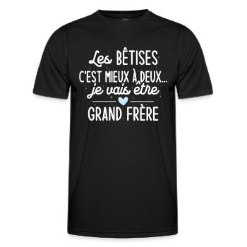 Je vais être grand frère - T-shirt sport Homme - noir - Devant - AI Model Male 178 dark (178cm)