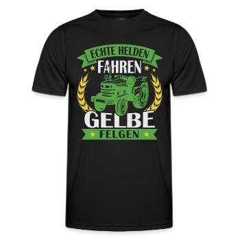Echte helden fahren gelbe felgen - Männer Funktions-T-Shirt - Schwarz - Vorne - AI Model Male 178 dark (178cm)