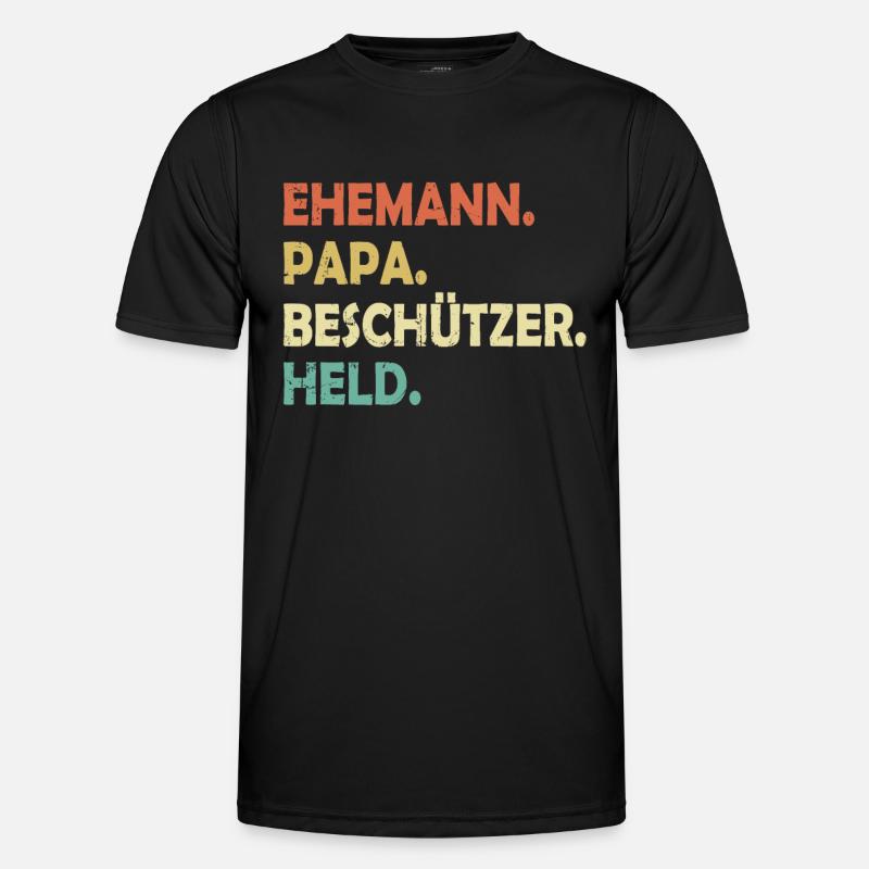 Ehemann Papa Beschützer Held - Männer Funktions-T-Shirt - Schwarz