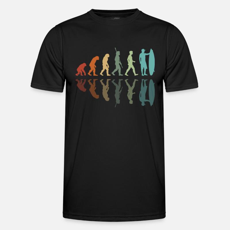 Evolution des Surfens - Männer Funktions-T-Shirt - Schwarz