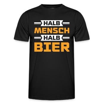 Halb mensch halb bier - Männer Funktions-T-Shirt - Schwarz - Vorne - AI Model Male 178 dark (178cm)