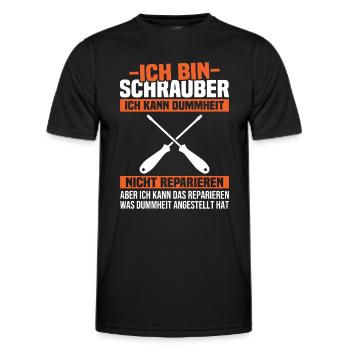 Ich bin Schrauber, ich Dummheit nicht reparieren - Männer Funktions-T-Shirt - Schwarz - Vorne - AI Model Male 178 dark (178cm)
