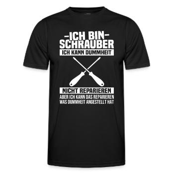 Ich bin Schrauber, ich Dummheit nicht reparieren - Männer Funktions-T-Shirt - Schwarz - Vorne - AI Model Male 178 dark (178cm)
