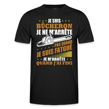 Je suis bûcheron - T-shirt sport Homme - noir - Devant - AI Model Male 178 dark (178cm)