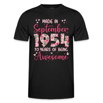 September 1954 Women's 70th Anniversary - Men's Functional T-Shirt - black - Front - AI Model Male 178 dark (178cm)