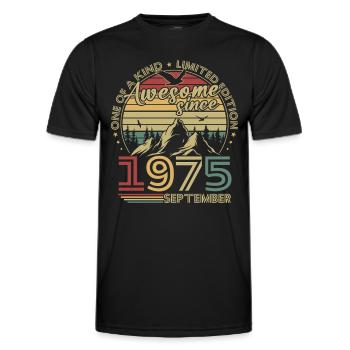 Vintage Septembre 1975 Rétro Cadeau Anniversaire - T-shirt sport Homme - noir - Devant - AI Model Male 178 dark (178cm)