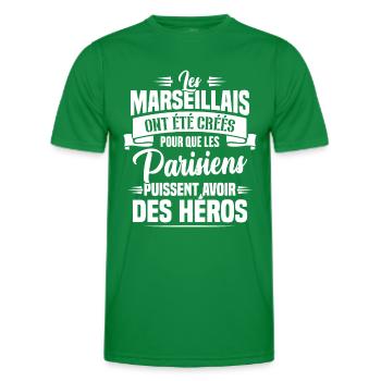 Les marseillais ont été créés pour les parisiens - T-shirt sport Homme - vert - Devant - AI Model Male 178 dark (178cm)