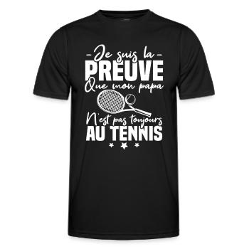 Preuve que mon papa tennis, Humour tennis - T-shirt sport Homme - noir - Devant - AI Model Male 178 dark (178cm)