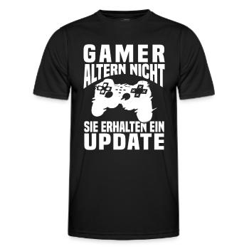 Gamer Altern Nicht Sie Erhalten Ein Update Zocker - Männer Funktions-T-Shirt - Schwarz - Vorne - AI Model Male 178 dark (178cm)