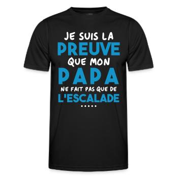 Preuve que papa ne fait pas que de l'escalade - T-shirt sport Homme - noir - Devant - AI Model Male 178 dark (178cm)
